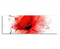 Panorama Fotoleinwand 120x40cm Mohnblumen im Splash Art Stil auf Leinwand exklusives Wandbild moderne Fotografie für ihre Wand in vielen Größen