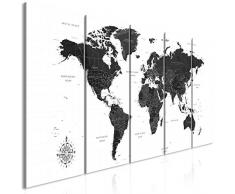 decomonkey Bilder Weltkarte 200x80 cm 5 Teilig Leinwandbilder Bild auf Leinwand Wandbild Kunstdruck Wanddeko Wand Wohnzimmer Wanddekoration Deko Landkarte Kontinente schwarz weiß