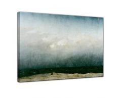 Wandbild Caspar David Friedrich Der Mönch am Meer - 80x60cm quer - Alte Meister Leinwandbild Kunstdruck Bild auf Leinwand
