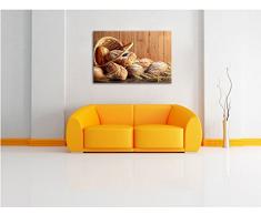 Brot Brötchen Frühstück Bäcker Format: 100x70 cm auf Leinwand, XXL riesige Bilder fertig gerahmt mit Keilrahmen, Kunstdruck auf Wandbild mit Rahmen, günstiger als Gemälde oder Ölbild, kein Poster oder Plakat