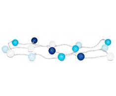 levandeo 15er Lichterkette LED Kugeln Lampions Baumwolle Blau Weiß Cotton Girlande Deko Cottonballs