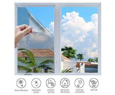 h Sonnenschutzfolie Selbstklebend Fenster Fensterfolie Verdunkelungsfolie Wärmeisolierung 99% Anti-UV Blickdichte Sichtschutz Folie für Fenster Haus Büro Geschäft (Silber, 40 x 200 cm)