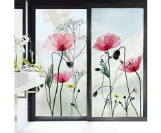 decalmile Wandtattoo Mohnblume Glasdekorfolie Blumen Fensteraufkleber Wohnzimmer Schlafzimmer Badezimmer Wanddeko