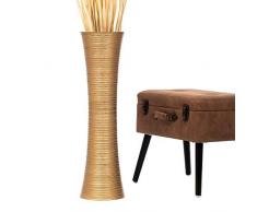 Leewadee Große Bodenvase für Dekozweige hohe Standvase Design Holzvase 75 cm, Mangoholz, Gold