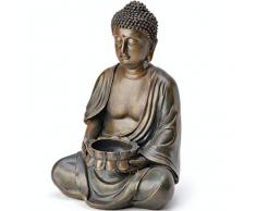 SVITA Buddha Figur mit Teelichthalter Statue Skulptur FENG Shui 23 cm Amitabha sitzend