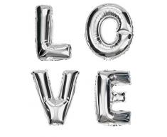 DekoRex ® Folienballons LOVE in Silber 40cm hoch Buchstabenballons Luftballons Heliumballons