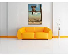 Pixxprint Elefant auf einem AST in der Wüste als Leinwandbild | Größe: 120x80 cm | Wandbild | Kunstdruck | fertig bespannt