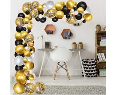 AivaToba Luftballons Schwarz Gold Weiß, Ballon Girlande Kit Schwarz Gold Weiß Ballons Arch für Damen Herren Geburtstag Deko, Deko Silvester 2020, Graduierung,Abschluss Halloween Party