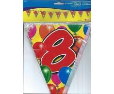 Folat 04538 8. Geburtstag Wimpelkette mit Balloons-bunt-10 m, bunt