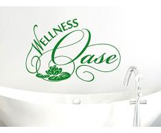 Wandtattoo Wandsticker Tattoo für Badezimmer Schriftzug Wellness Oase Seerose (45x30cm//073 dunkelgrau)