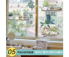 Türsticker Dekoration Tapete selbstklebender Fenstersticker 3D Stereo Wandsticker Fenstersticker 01 handbemalte nordische Topfpflanzen_Big