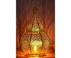 Orientalische Laterne aus Metall Anaram Gold 32cm | orientalisches Marokkanisches Windlicht Gartenwindlicht | Marokkanische Metalllaterne für draußen als Gartenlaterne, oder Innen als Tischlaterne