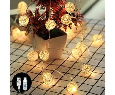 LASPERAL Rattan Ball Lichterkette LED Kugel Lampion String Fairy Light Led Hochzeit Dekoration Lampe