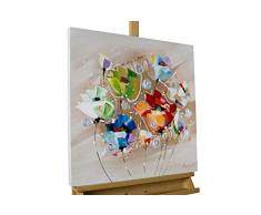 KunstLoft® Acryl Gemälde Rebellion der Farben 60x60cm | original handgemalte Leinwand Bilder XXL | Tulpen Blumen Bunt Bunt | Wandbild Acrylbild Moderne Kunst einteilig mit Rahmen