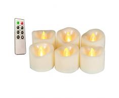 Erosway Teelichter LED realistisch Flackernde Flammenlose LED Kerzen mit Fernbedienung, 2/4/6/8 Timer, 300 Stunden Nonstop Leuchten geliefert 6 Stück/Paket