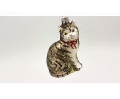 Hanco Glaskunst Design Christbaumschmuck Katze mit Schleife (1459.06) 1 Stück Weihnachtsdeko Baumschmuck Weihnachtsaufhänger