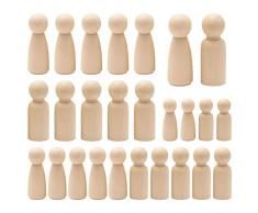 AiYoYo 26 Stück Figuren Holzfiguren zum bemalen DIY Holz Dolls Junge Mädchen 55mm-75mm Dekoration Holzfiguren zum DIY Klasse Kinder Kunst Bemalen Basteln Holz