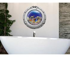 Graz Design 651023_50 Wandsticker Wandtattoo Wandaufkleber Badezimmer Bullauge Korallen Fische WC (GröÃe=50x50cm)