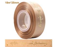 VEVIK 18m Satinband 25mm Schleifenband, Geschenkband Satin Geburtstagsband Dekoband mit Alles Gute zum Geburtstag
