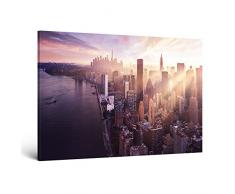 ge Bildet Bilderdepot24 hochwertiges Leinwandbild XXL - Sonnenuntergang über Manhattan - New York City - 120 x 80 cm einteilig 1025