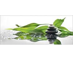 Artland Echt-Glas-Wandbild Deco Glass KayaMe Spa mit Steinen und ein Zweig des grünen Bambus Wellness Zen Stein Fotografie Grün
