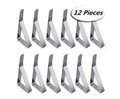 Emwel Tischtuchklammer Tischklemmen - 12 STÜCK Tischtuchklammer Tischtuch Klammer Edelstahl Tischklammern Tischdeckenklemmen Einstellen der Tischtuchklammern