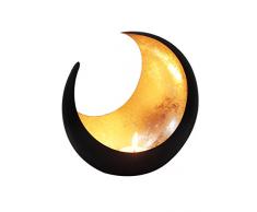 MAADES Windlicht Laterne orientalisch Moon Groß 20cm Gold | Orientalische Vintage Teelichthalter Schwarz von außen und Goldfarben innen | Marokkanische Windlichter aus Metall als Dekoration