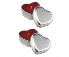 noTrash2003 Kerzen-Set Herz Kerze in Metall-Dose Geschenkidee Valentinstag Vanille-Duft (2er Set)