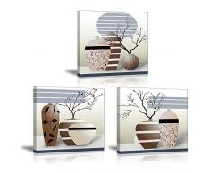 Piy Painting Wandbilder, Kunstdruck Wasserfarbe, Fotoleinwand elegant Pflanze Blumen Wandbild Kunstdrucke auf Leinwand Ölgemälde Malerei Home Deko für Wohnzimmer Schlafzimmer Flur Wand 30x30cm 3 Set