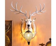 Tierkopf Wanddekoration Wohnzimmer Schlafzimmer Nachttischlampe Lampe Künstliche Hirschkopf Halbe Körper Hirschkopf Wandlampe Hängende Wand (Color : White+black)