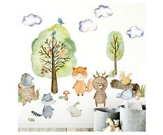 Little Deco Wandtattoo Waldtiere mit Bäume Pilze und Gras I M - 152 x 84 cm (BxH) I Wandsticker Babyzimmer selbstklebend Wandaufkleber Kinderzimmer Junge DL450