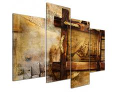 Bilderdepot24 Leinwandbild Schiff retro - 120x80 cm 4 teilig - fertig gerahmt, direkt vom Hersteller