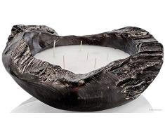 INNA-Glas Teakschale Kerze - Teakkerze MABONGO, schwarz geflammt, Ø 40cm - Made in Germany - Trendkerze