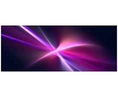 Wallario Glasbild Abstrakte Formen und Linien schwarz lila pink weiß - 50 x 125 cm in Premium-Qualität: Brillante Farben, freischwebende Optik