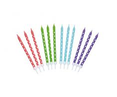 KitchenCraft Geburtstagskerzen/Halter Sweetly Does It getupft aus Wachs 24-teilig, Mehrfarbig, 12 cm, Einheiten