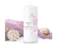 Hochzeitskerze Blumen inkl. Personalisierung und Farbwahl