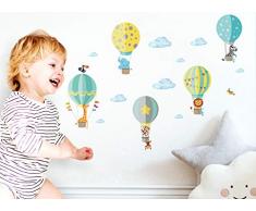Little Deco Wandaufkleber Kinderzimmer Heißluftballon Tiere Junge I 2 A4 Bögen I Wandtattoo Wandsticker Ballon Babyzimmer Elefant Tiere Affen DL214-4