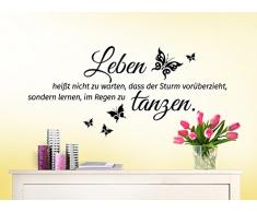 Wandaro Wandtattoo Sprüche Leben tanzen I schwarz (BxH) 70 x 32 cm I Wandaufkleber Wandsprüche für Wohnzimmer Schlafzimmer Flur Diele Wandsticker Sticker W3305