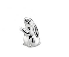 Deko-Hasen stehend, klein 14,3 x 11,4 x 19,0cm Porzellan/Silberglanz