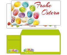 12 Osterkarten EDLE OSTEREIER mit Umschlag im Set - große Premium Frohe Ostern Grußkarten in DIN lang für Privat und Geschäft von BREITENWERK