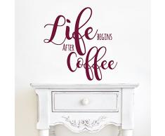 ilka parey wandtattoo-welt® Wandtattoo Wandbild Wandaufkleber Wandsticker Aufkleber Sticker Life Begins After Coffee M1898 ausgewählte Farbe: *Beere* ausgewählte Größe: *L - 50cm breit x 50cm hoch*