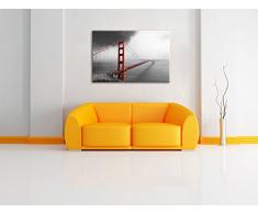 rote Golgen Gate Bridge in San Francisco schwarz/weiß Format: 100x70 auf Leinwand, XXL riesige Bilder fertig gerahmt mit Keilrahmen, Kunstdruck auf Wandbild mit Rahmen, günstiger als Gemälde oder Ölbild, kein Poster oder Plakat