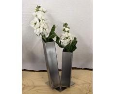 Edelstahl Blumenvase Vase Vasen eckig rostfrei Spülmaschinen geeignet geschliffen 40x40 Dekoration Deko silber modern