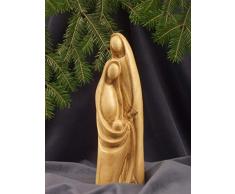 Heilige Familie SKULPTUR. Weihnachtskrippe aus Holz. Moderner Stil. Höhe ca. 25 cm. Im Heiligen Land handgeschnitzt aus Olivenholz.
