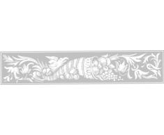WANDTATTOO / Wandsticker w273 Ornament, Bumen Wandaufkleber 120x24 cm Glasdekor silber fein