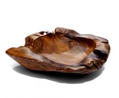 Brillibrum Design Natur Teak Schale Snackschale Holz Exklusive Deko aus massiven Teakholz rustikale Holzschale rund (rund, ⌀ 70 cm)