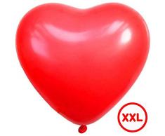 DIWULI, gigantischer XXL Herzballon, riesen Jumbo Luftballon in Herzform rot, Latex-Ballon, Herz-Ballon, Latex-Luftballon, roter Herzluftballon für Geburtstag, Hochzeit, Dekoration, Liebe, Love