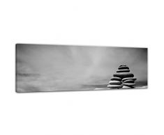 Keilrahmenbild - Zen Steine - schwarz weiß - Bild auf Leinwand 120 x 40 cm - Leinwandbilder Bilder als Leinwanddruck Geist & Seele Asien - Wellness