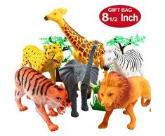 Tierfiguren, 20 cm Riesen Dschungel Tier Spielzeug Set (12 Stück), Yeonhatoys Realtische Wilde Vinyl Tiere für Kinder & Kleinkinder, Plastiktiere Herde Lernmittel Urwald Spielzeuge Spielset
