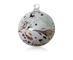 Lauschaer Glas Dekorationskugel aus Glas mit Granulat weiß verschiedene Größen mundgeblasen handgeformt Glaskugel (7cm)